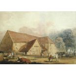 Peter de Wint (British, 1784-1849) A Lincolnshire barn watercolour 22 x 32cm (9 x 12in) Condition is