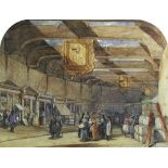 Circle of David Roberts (Scottish, 1796-1864) Inside a Near Eastern Bazaar, circa 1850 watercolour