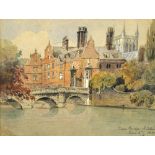 H Paris (British, 19th Century) View of the Town Bridge, St John's College, Cambridge signed lower