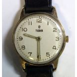 Tudor - a gentleman's 9ct gold cased manual wind wristwatch, the white dial with applied gold