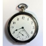 Perla - a gentleman's silver and niello cased open face pocket watch, the white enamel dial