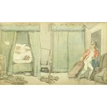 Thomas Rowlandson (British, 1756-1827) Dr Syntax in a double-bedded room pencil, pen and brown ink