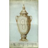 English School (18th Century) Study of a Roman vase of oriental alabaster, inscribed "found in