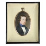 Frederick Harding (British, 19th Century) Portrait miniature of John Johnson (1828-1886), wearing