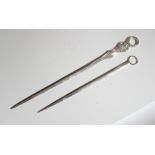 A Victorian King's shape meat skewer, by Samuel Hayne & Dudley Cater, London 1843, with ring handle,