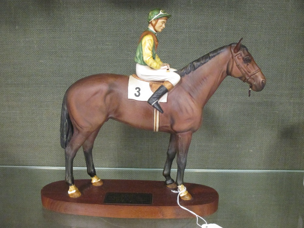 A Beswick model of Nijinsky with Lester Piggott up, 31cm on wooden base