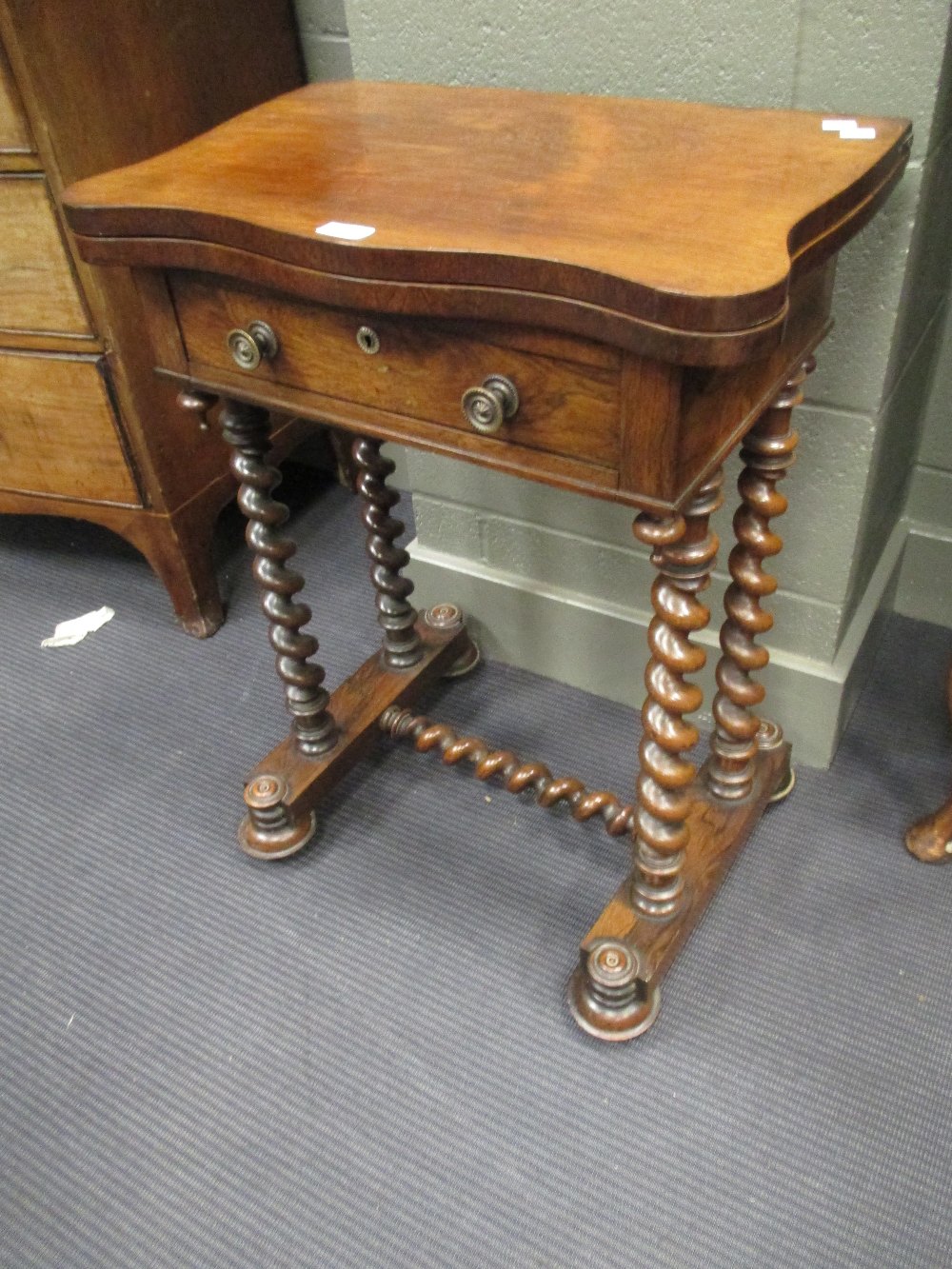 A mid Victorian rosewood games table with chess inlaid top, 73 x 54 x 36cm