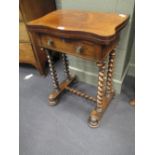 A mid Victorian rosewood games table with chess inlaid top, 73 x 54 x 36cm