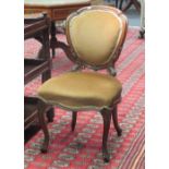 Four Victorian walnut chairs; a pair of French Louis XVI style salon chairs