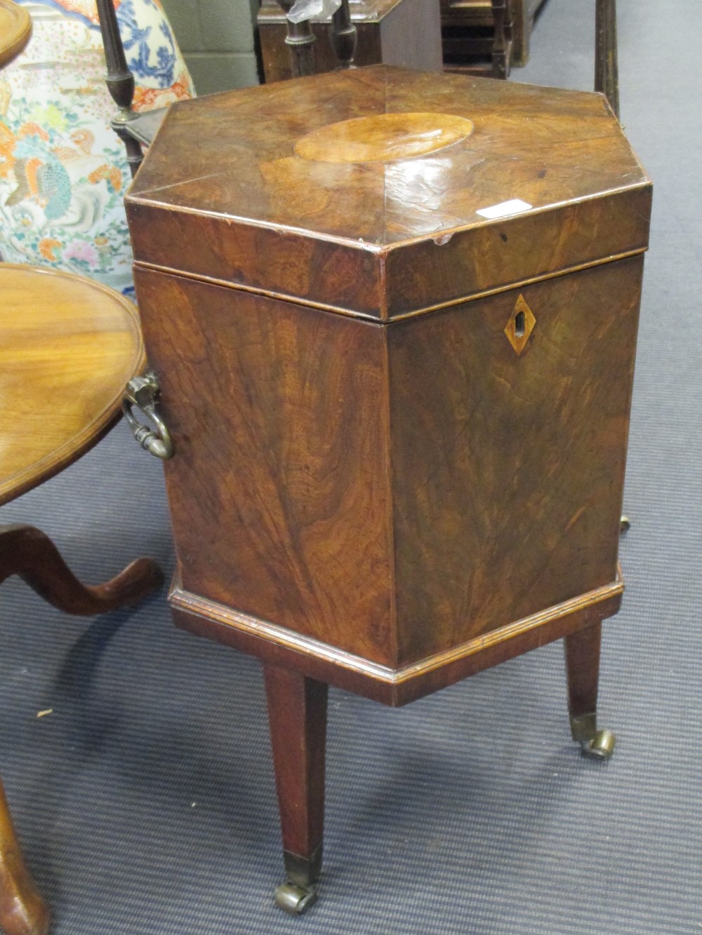 A late 18th century mahogany octagonal wine cooler, 68 x 38 x 38cm