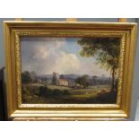 English School, 19th century, Church in a landscape, oil on canvas