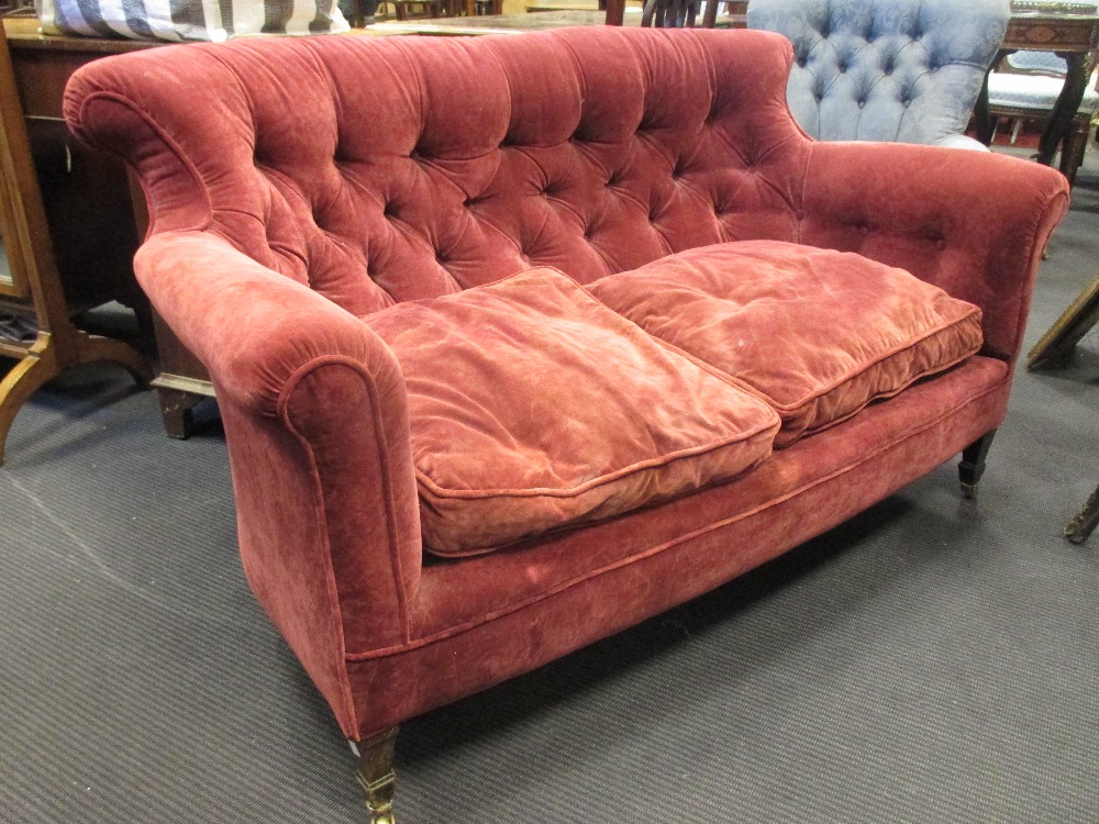 A Victorian bucket sofa, 131cm wide