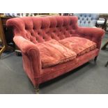 A Victorian bucket sofa, 131cm wide