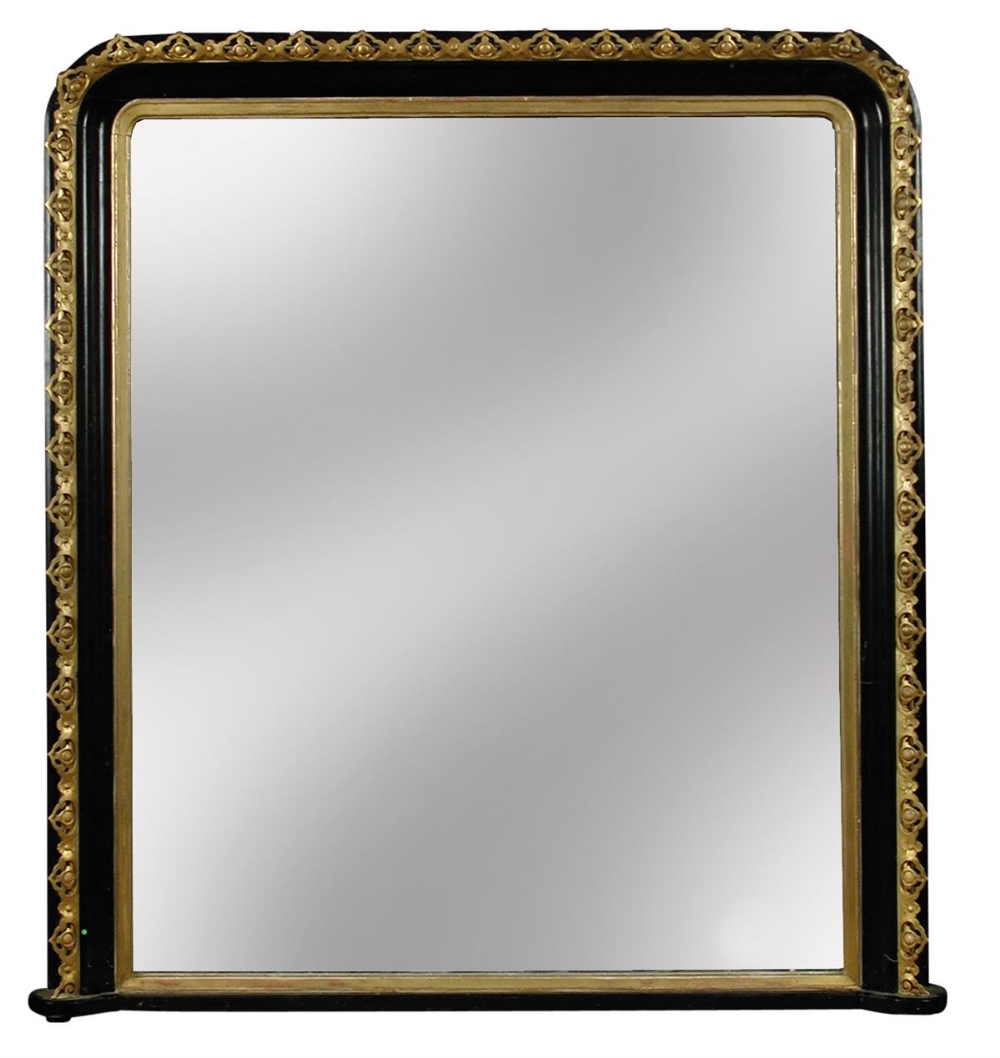 A Victorian parcel gilt framed overmantle mirror in the Gothic manner, mid 19th century, the