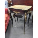 A late 19th century boulle sewing table, together with two 19th century mahogany chairs