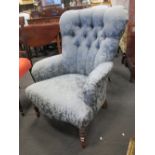 A Victorian button backed slipper chair