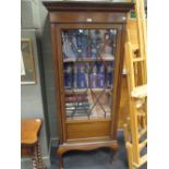 An Edwardian inlaid mahogany glazed cabinet, 180 x 74 x 44cm