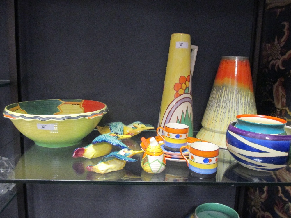 A collection of Art Deco ceramics, to include Clarice Cliff, Shelley, Beswick, Burleigh Ware,