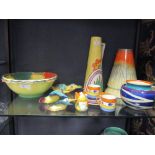A collection of Art Deco ceramics, to include Clarice Cliff, Shelley, Beswick, Burleigh Ware,