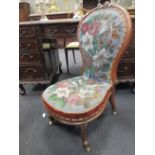A mid Victorian mahogany and beadwork ladies chair