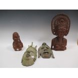 Two West African heads and two West African ritual masks - Provenance: from the Zacron Collection