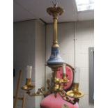 A Wedgwood blue jasperware gilt metal chandelier