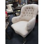 A Victorian button back nursing chair and another chair