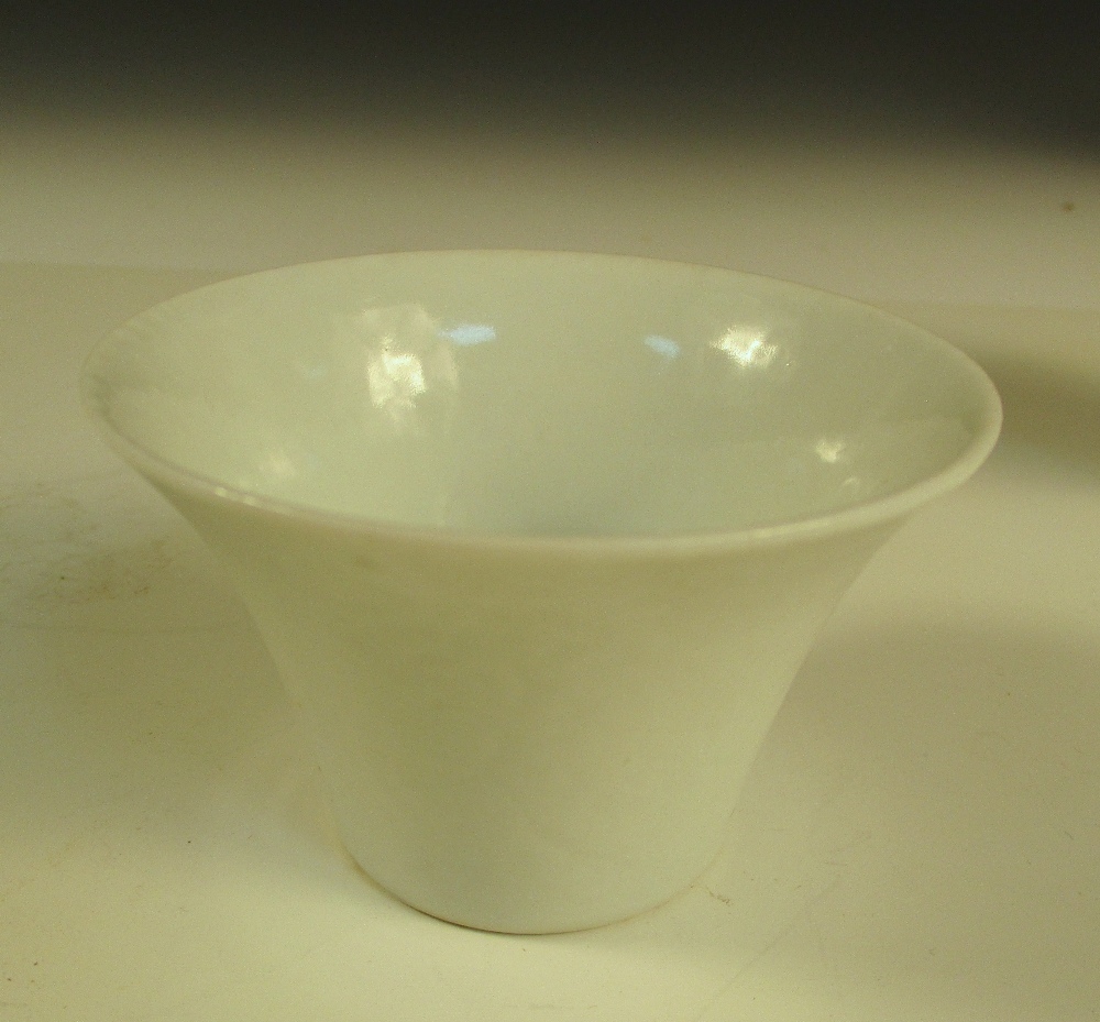 Two 19th century white glazed cups, each of the flared sides with anhua decoration of lotus, the - Image 2 of 5