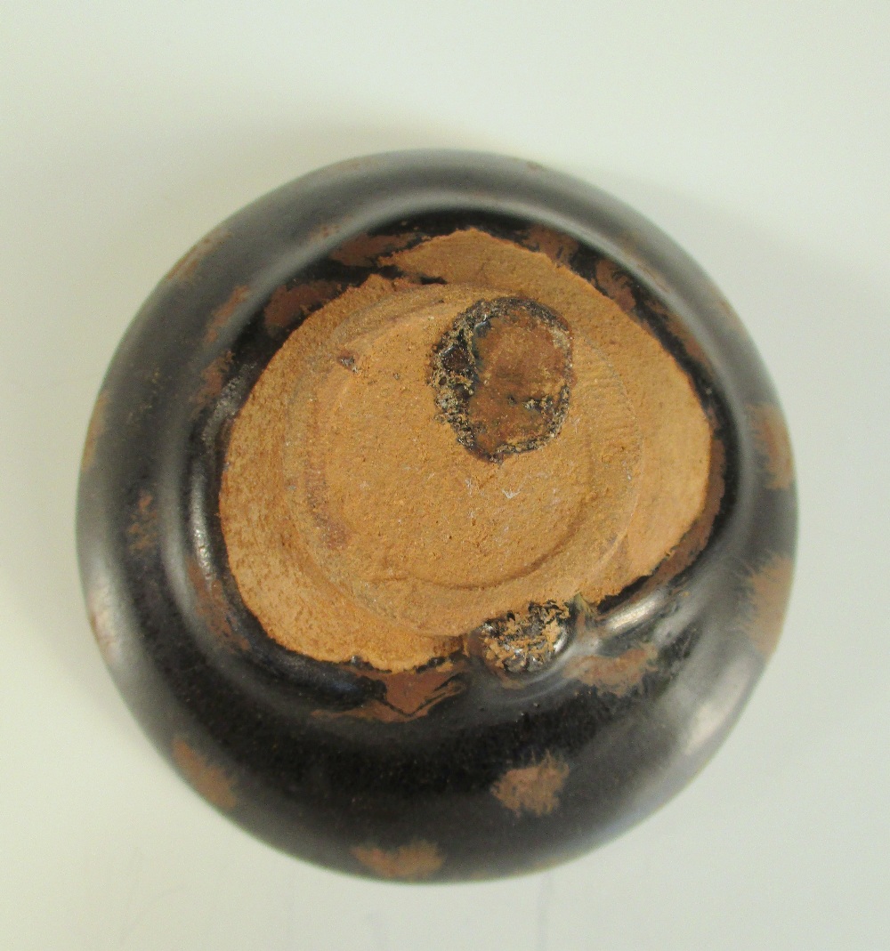 A pair of 'Oil Spot' bowls, the rounded conical shaped glazed in the Song style with brown spots - Image 6 of 6