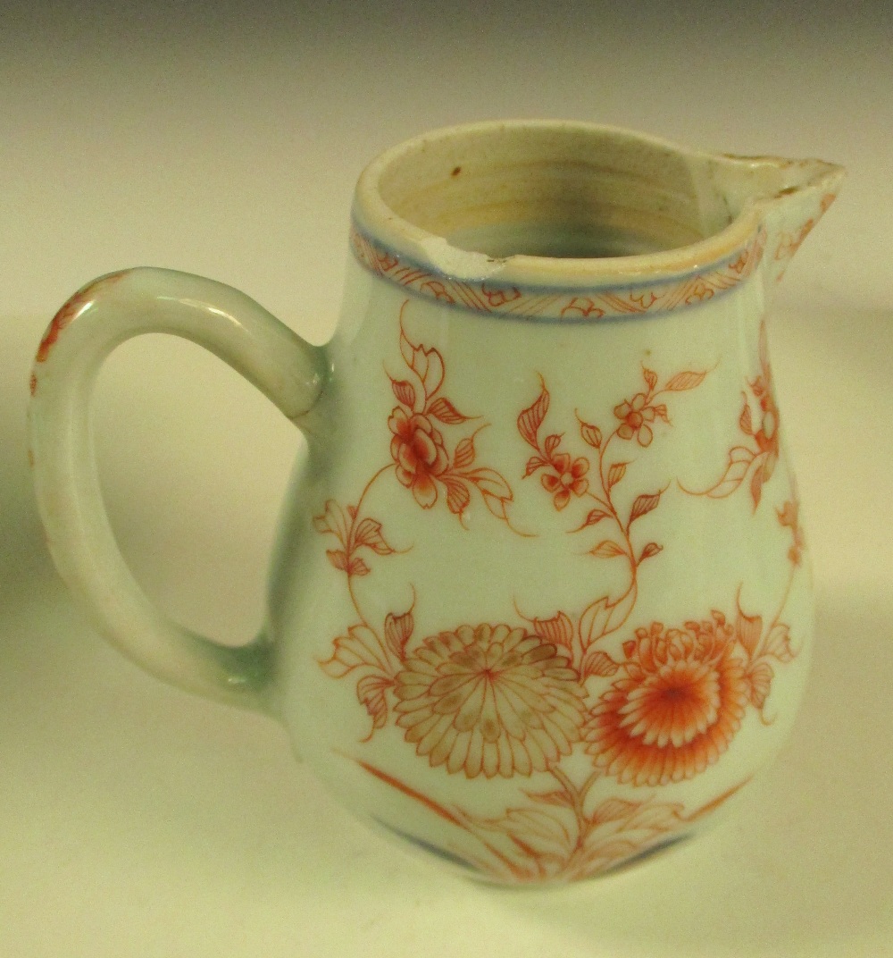 A Canton and three 18th century jugs, the facetted exterior of the first with flowers on a turquoise - Image 7 of 20