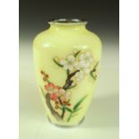 Inaba, Kyoto, an early 20th century cloisonne vase, worked with white and pink cherry blossoms on