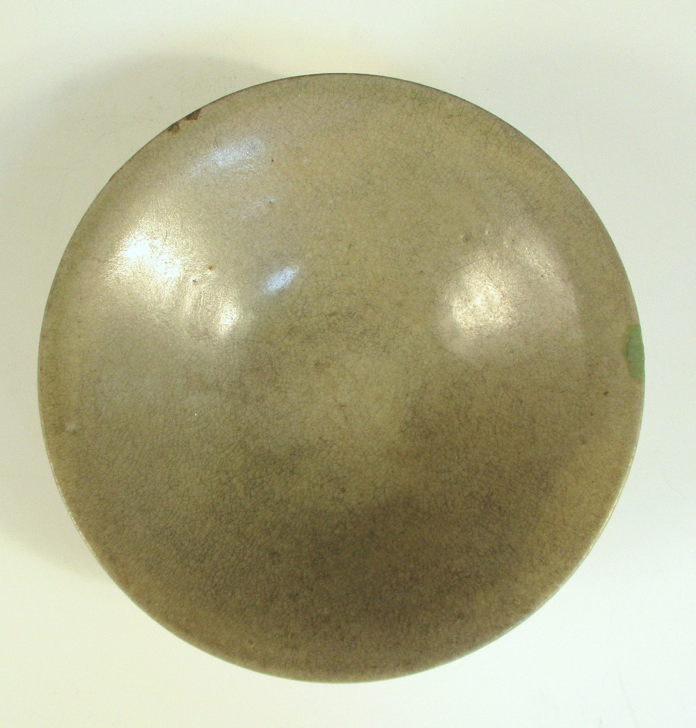 A Song celadon rounded conical bowl, the finely crackled grey green glaze overall, 15cm (6 in) - Image 2 of 5