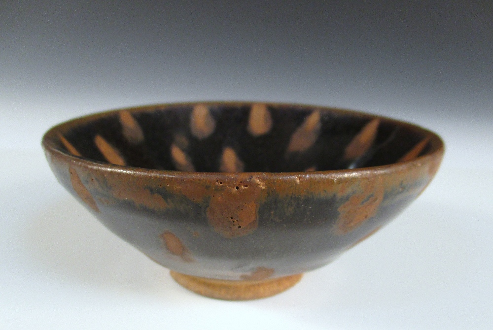 A pair of 'Oil Spot' bowls, the rounded conical shaped glazed in the Song style with brown spots - Image 2 of 6