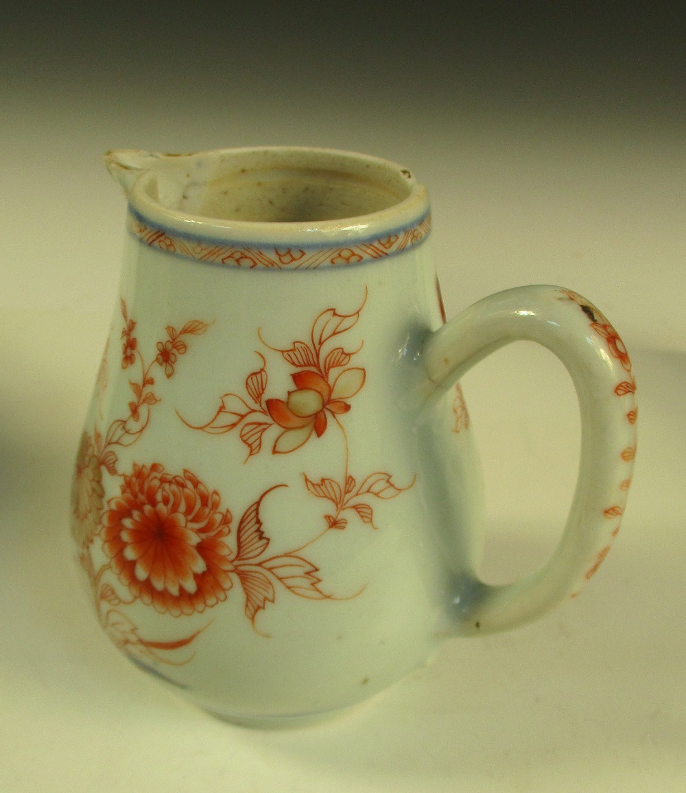 A Canton and three 18th century jugs, the facetted exterior of the first with flowers on a turquoise - Image 6 of 20