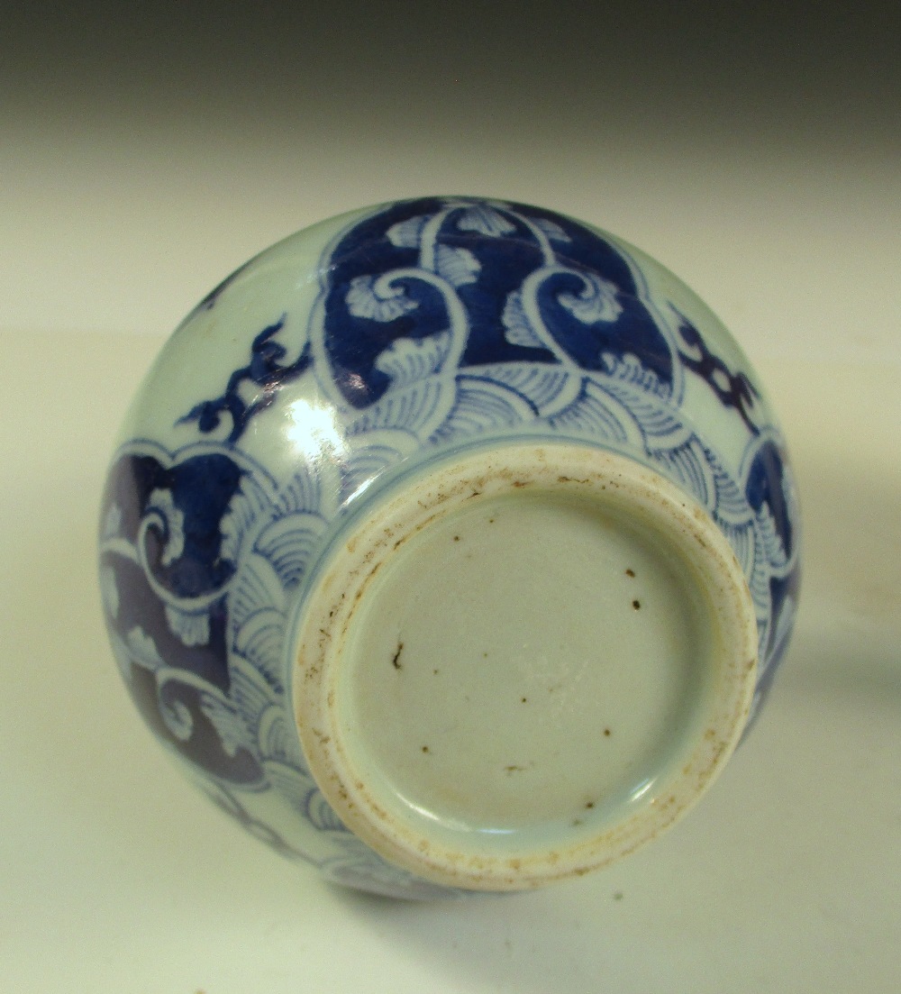 A pair of Kangxi style blue and white double gourd vases, the cylindrical necks with flared rims - Image 6 of 9