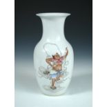 A Republic Period vase, one side of the baluster shape painted with a deity dancing on clouds with a