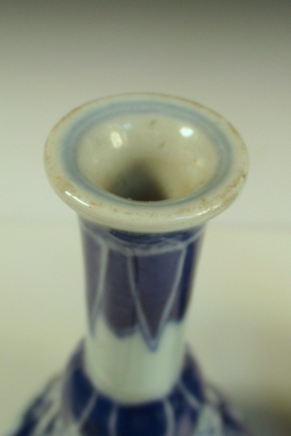 A pair of Kangxi style blue and white double gourd vases, the cylindrical necks with flared rims - Image 5 of 9