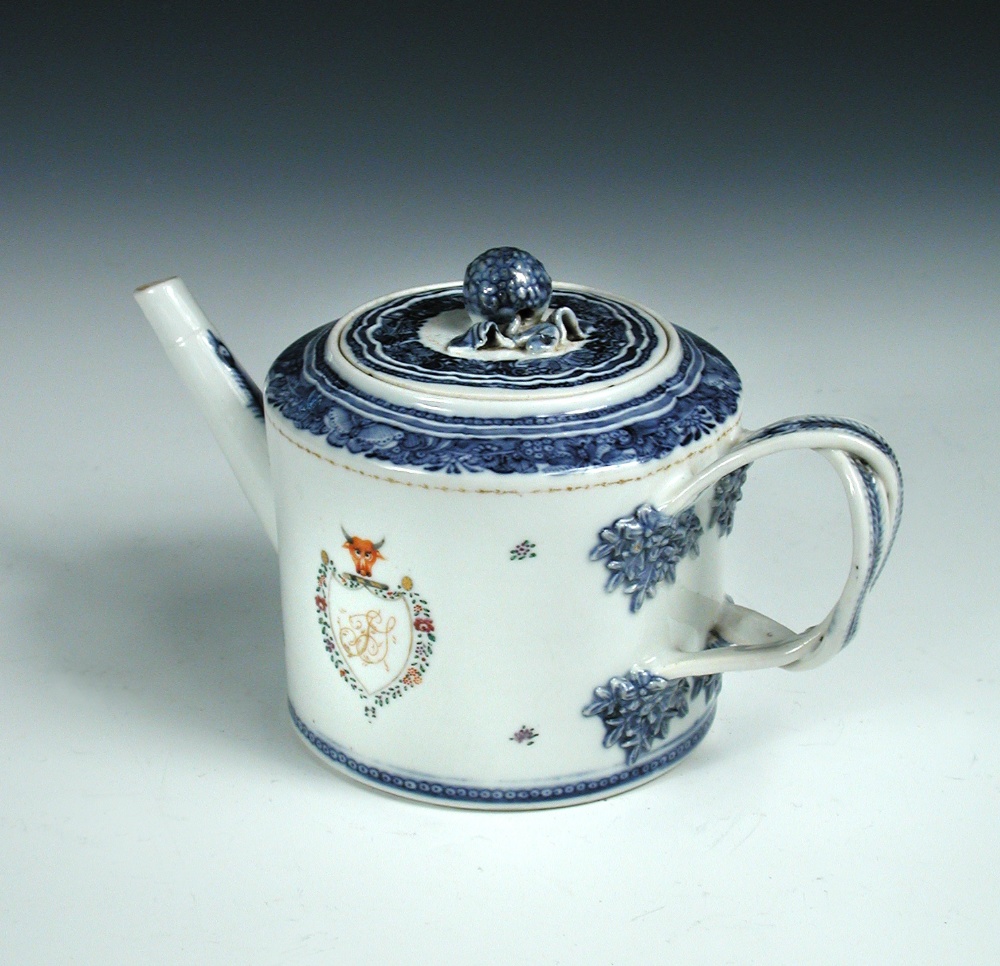 A late 18th century crested coffee service for the Sanders family, each piece with the bull's head