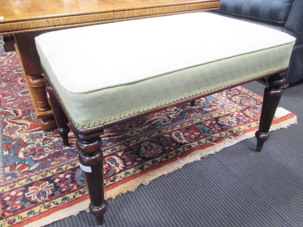 A Victorian rosewood stool with upholstered seat, 40cm high