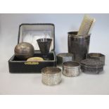 Various Eastern silver to include a beaker, a small lidded pot, a filagree box etc