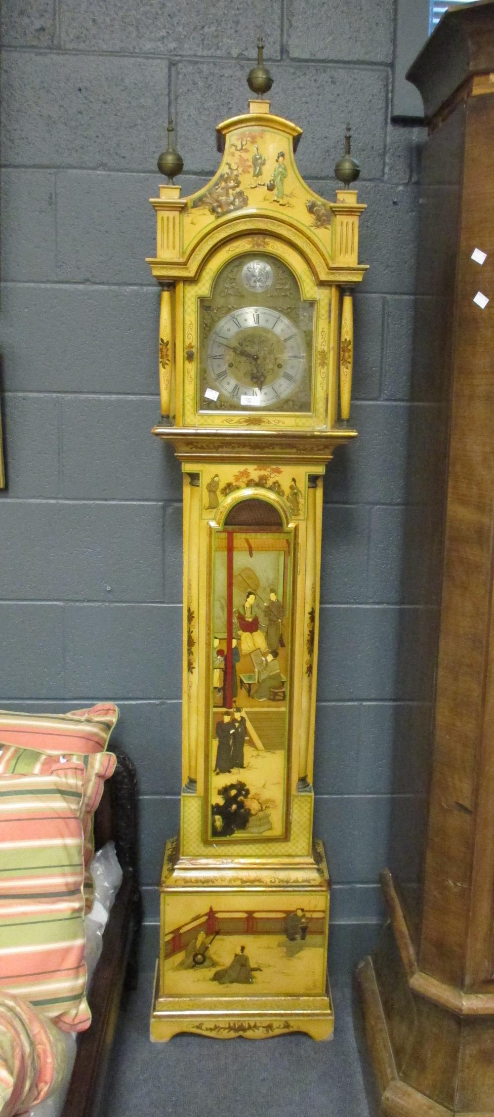 A Chinese chinoiserie long case clock, modern, 200cm high