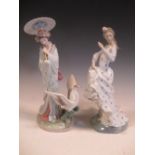 A Lladro figure of a Gheisha girl and a Nao figure of a Flamenco dancer, tallest 39cm