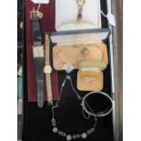 A gentleman's 9ct cased wristwatch, a lady's Michel Herbelin watch (cased), a lady's Rotary