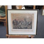 Four watercolours and a set of prints 'The First Steeple Chase' (8)