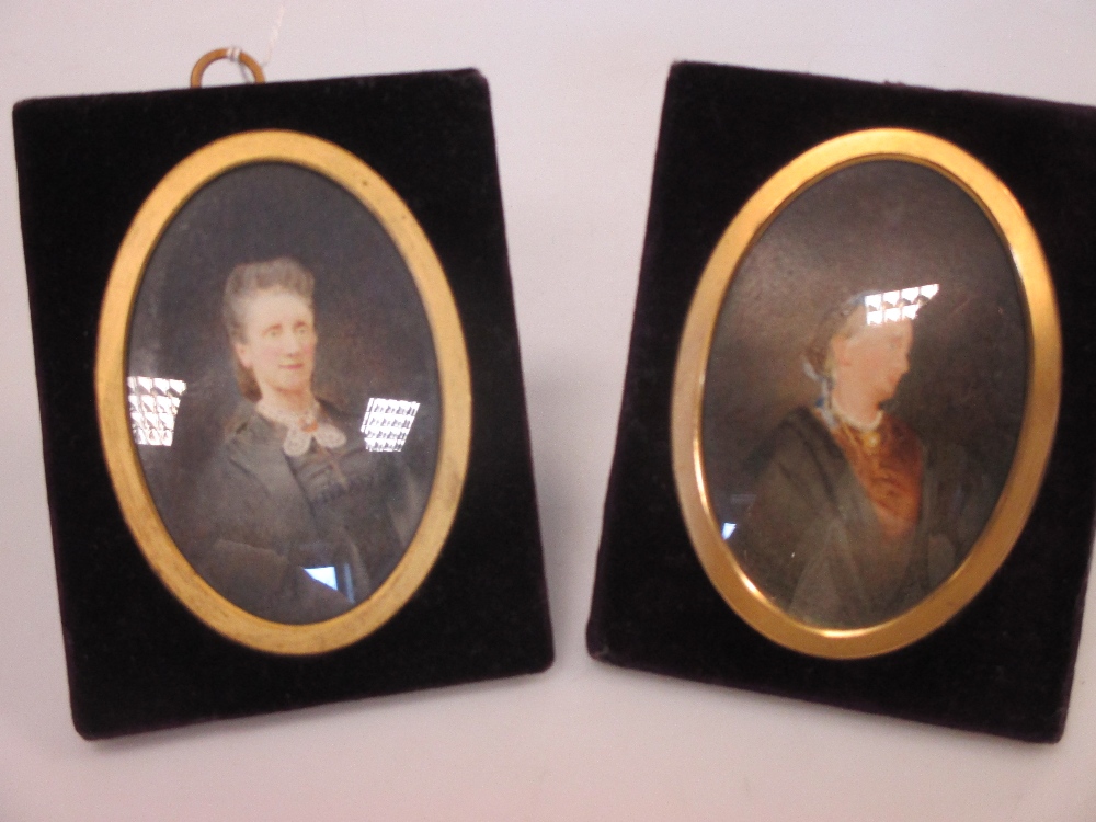 Two oval portrait miniatures of ladies (2)