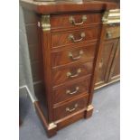 A reproduction mahogany Wellington chest with secretaire drawer, on breakfront plinth, 115 x 54 x