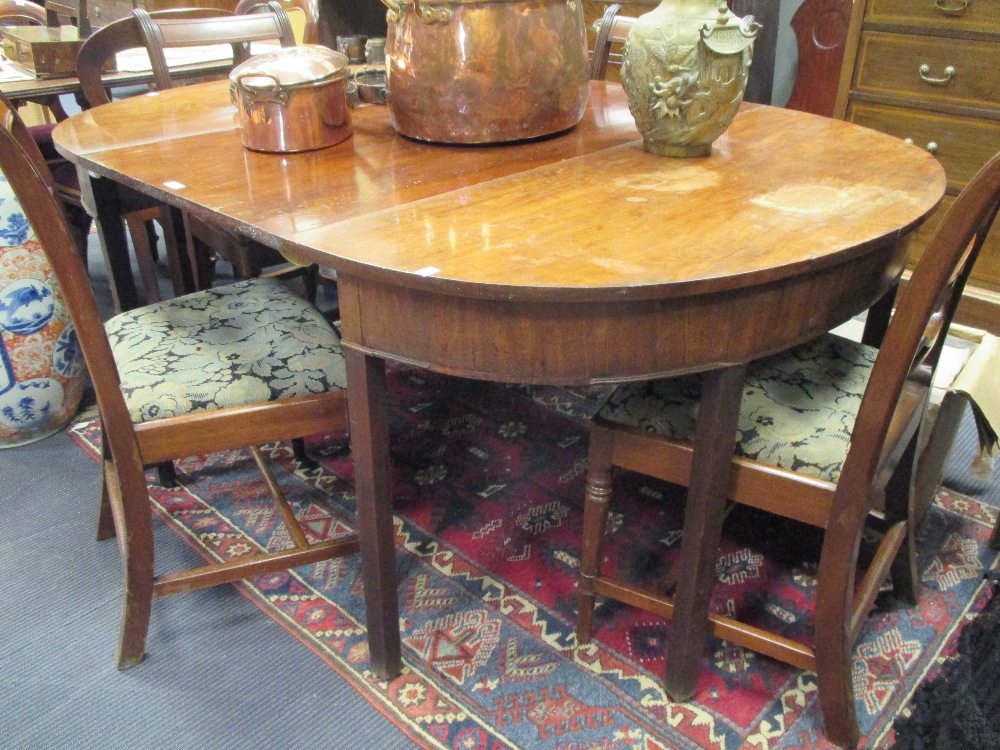 A George III mahogany dining table with two D ends and two leaves, 190cm long