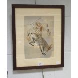 John Uht (b. 1924), Clown riding a donkey, watercolour and wash with bodycolour, signed lower