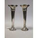 A pair of silver trumpet vases