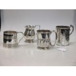 Four silver christening mugs, 14oz